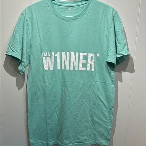 Green Short Sleeve Tee with Winner Print